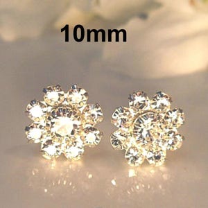 Crystal & Silver Studs, 10mm Bridal Earrings,  Clear Crystal Studs, Flower Cluster Studs, Cluster Studs, Rostone