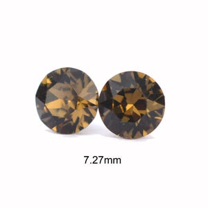 Smokey Quartz Stud Earrings, 7.27mm Earrings, Handcrafted using Premium Sparkling Crystals image 2