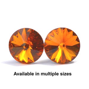 Topaz Crystal Rivoli Earrings, Topaz studs, Sparkling Stud, November Birthstone studs image 2