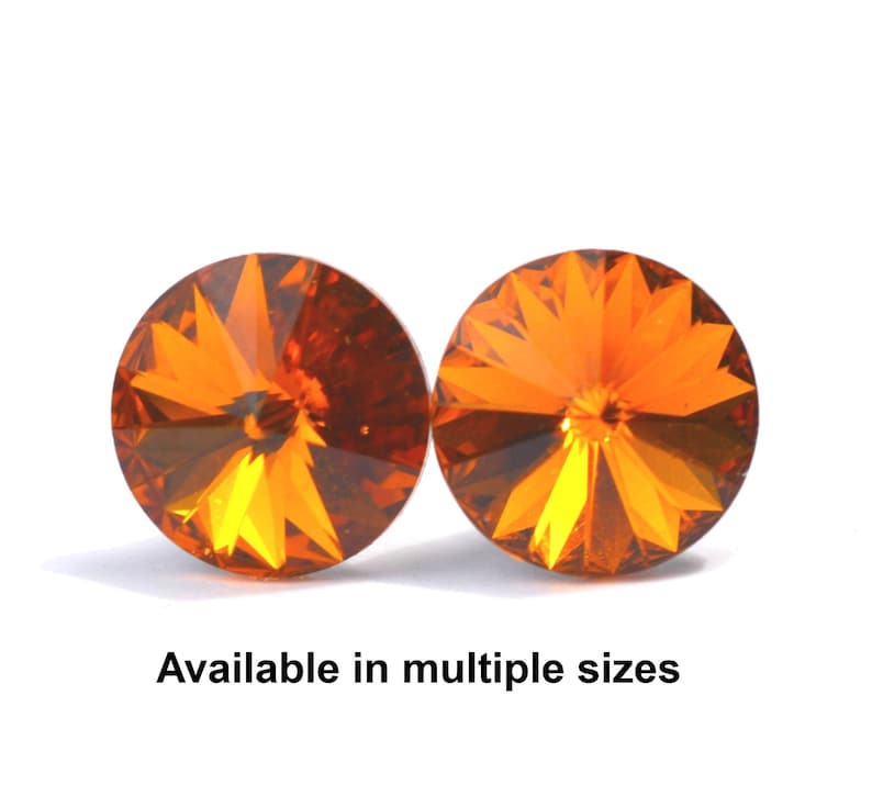 Topaz Crystal Rivoli Earrings, Topaz studs, Sparkling Stud, November Birthstone studs image 2