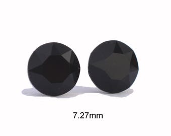 Jet Black Studs, 7.27mm Crystal earrings, Handcrafted with Premium Sparkling Crystals