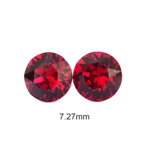 7.27mm Ruby Crystal Studs, Red Rhinestone Stud Earrings, Crystal Stud Earrings, July Birthstone Crystal Earrings