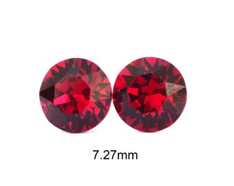 7.27mm Ruby Crystal Studs, Red Rhinestone Stud Earrings, Crystal Stud Earrings, July Birthstone Crystal Earrings