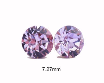 Violet Crystal Stud Earrings, 7.27mm Purple Earrings, Purple Studs