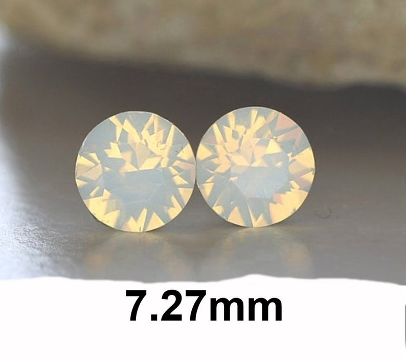 White Opal Studs White Opal Earrings Opal Crystal Stud Earrings Rhinestone Stud Earrings 7.27mm Xirius Round Studs