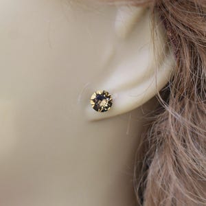 Smokey Quartz Stud Earrings, 7.27mm Earrings, Handcrafted using Premium Sparkling Crystals image 4
