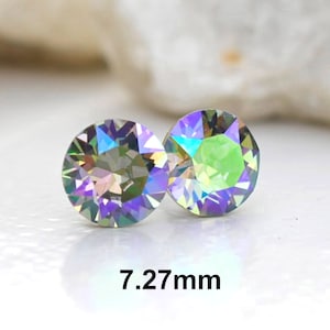 Paradise Shine Studs, 7.27mm Crystal Studs, Crystal Stud Earrings, Color Changing Crystal Earrings