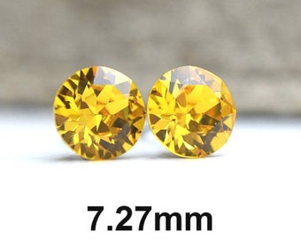 Sunflower Studs, 7.27mm Yellow Crystal Stud Earrings