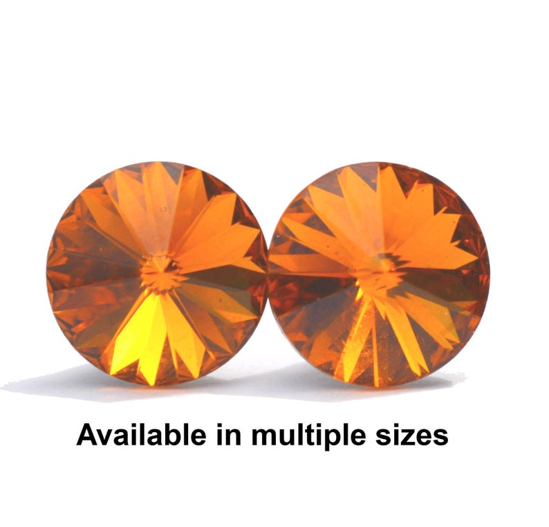 Topaz Crystal Rivoli Earrings, Topaz studs, Sparkling Stud, November Birthstone studs image 3