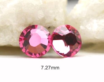 Rose Flat back Crystal Stud Earrings, 7.27mm Pink Crystal Studs