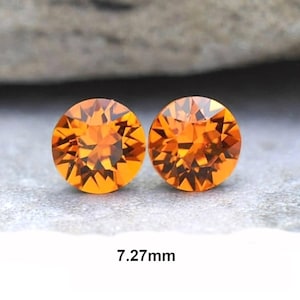 Tangerine Crystal Earrings, 7.27mm Orange Studs