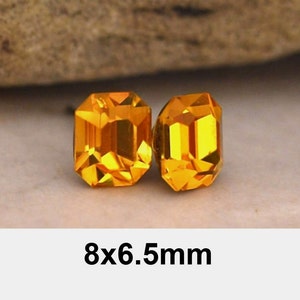 8x6.5mm Topaz Earrings, Octagon Rhinestone Stud Earrings, Crystal November Birthstone