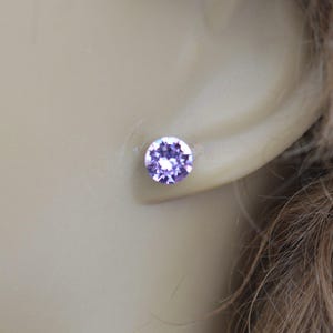 Pendientes de cristal violeta, 7,27 mm, pendientes morados, pendientes morados imagen 3
