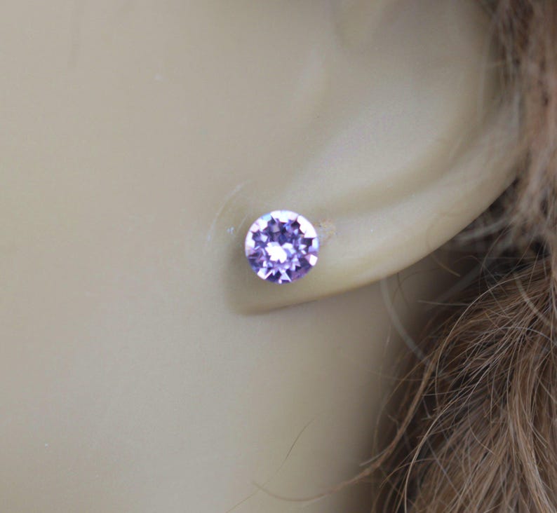 Pendientes de cristal violeta, 7,27 mm, pendientes morados, pendientes morados imagen 3