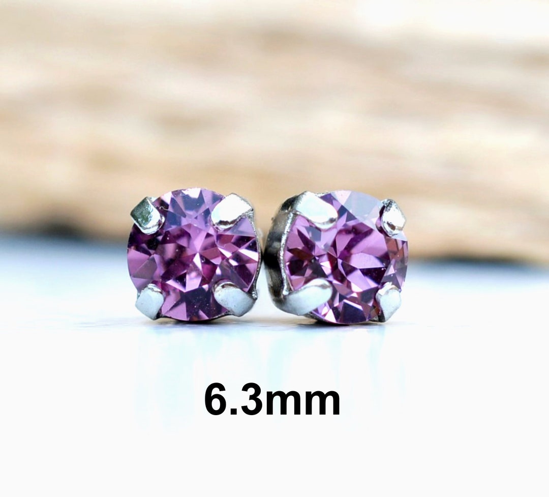 Iris Studs, 6.3mm Rhinestone Earrings, Studs in Settings Iris Studs, 6.3mm Rhinestone Earrings, Studs in Settings