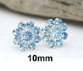 Aquamarine & Silver Flower Cluster Stud Earrings, 10mm Crystal Cluster Studs, March Birthstone, Bridal Studs