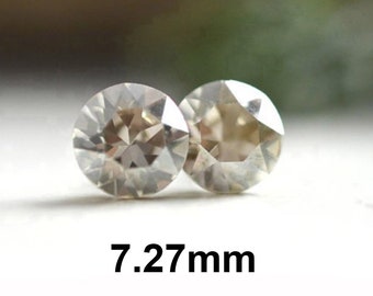 Silver Shade Earrings, 7.27mm Rhinestone Stud Earrings, Silver Crystal Studs, Silver Shade  Earrings