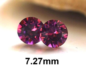 7.27mm Amethyst Studs, Rhinestone Chaton Earrings, Purple Crystal Earrings,