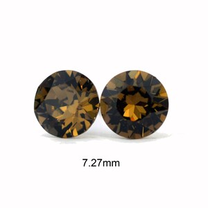 Smokey Quartz Stud Earrings, 7.27mm Earrings, Handcrafted using Premium Sparkling Crystals image 3