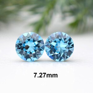 Aquamarine Crystal Studs, 7.27mm Stud Earrings, March Birthstone Studs, Birthstone Earrings