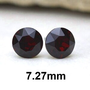 Garnet Rhinestone Studs, 7.27mm Rhinestone Earrings, January Birthstone Crystal Earrings