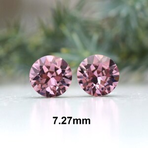 7.27mm Antique Pink Studs, Rhinestone Stud Earrings, Wine Colored Crystal Earrings, chaton studs image 5