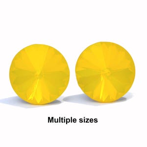 12mm Yellow Opal crystal Rivoli stud Earrings, I make these earrings with The Finest Sparkling Crystals