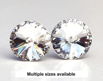 Pendientes de cristal de colores, pendientes de cristal Rivoli, pendientes de cristal transparente, cristal austriaco