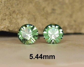 5.44mm Erinite Round Rhinestone Stud Earrings, Small Erinite crystal studs, small light green studs