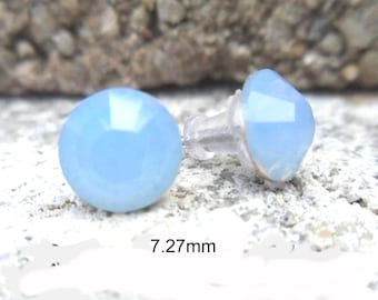 Air Blue Opal Flat back Earrings, 7.27mm blue opal Crystal Studs