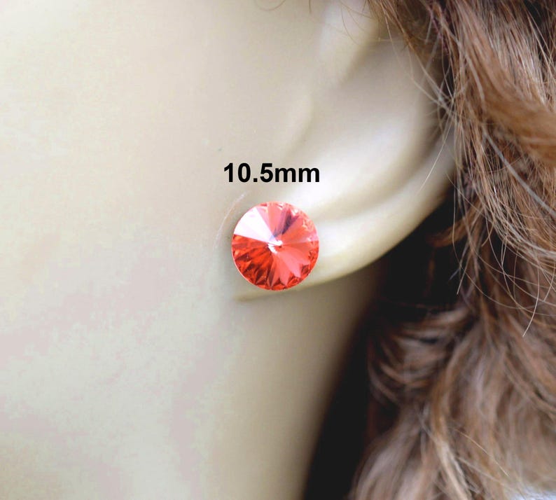 Topaz Crystal Rivoli Earrings, Topaz studs, Sparkling Stud, November Birthstone studs image 7