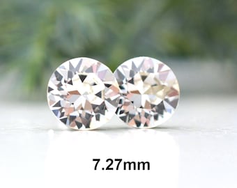 7.27mm Crystal Studs, Rhinestone Stud Earrings, Clear Crystal Stud Earrings, April Birthstone, Birthstone Earrings