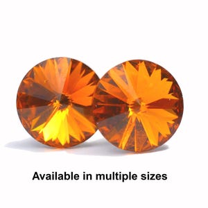 Topaz Crystal Rivoli Earrings, Topaz studs, Sparkling Stud, November Birthstone studs image 1