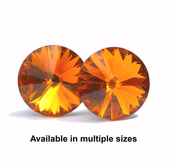 Topaz Crystal Rivoli Earrings, Topaz studs, Sparkling Stud, November Birthstone studs