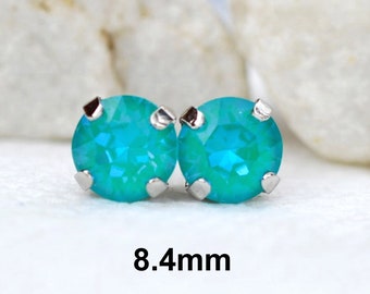 Laguna DeLight Rhinestone Studs, 8.4mm Crystal Earrings, studs in settings, Handcrafted with Premium Sparkling Crystals