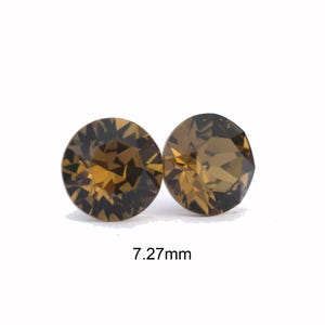 Smokey Quartz Stud Earrings, 7.27mm Earrings, Handcrafted using Premium Sparkling Crystals image 1
