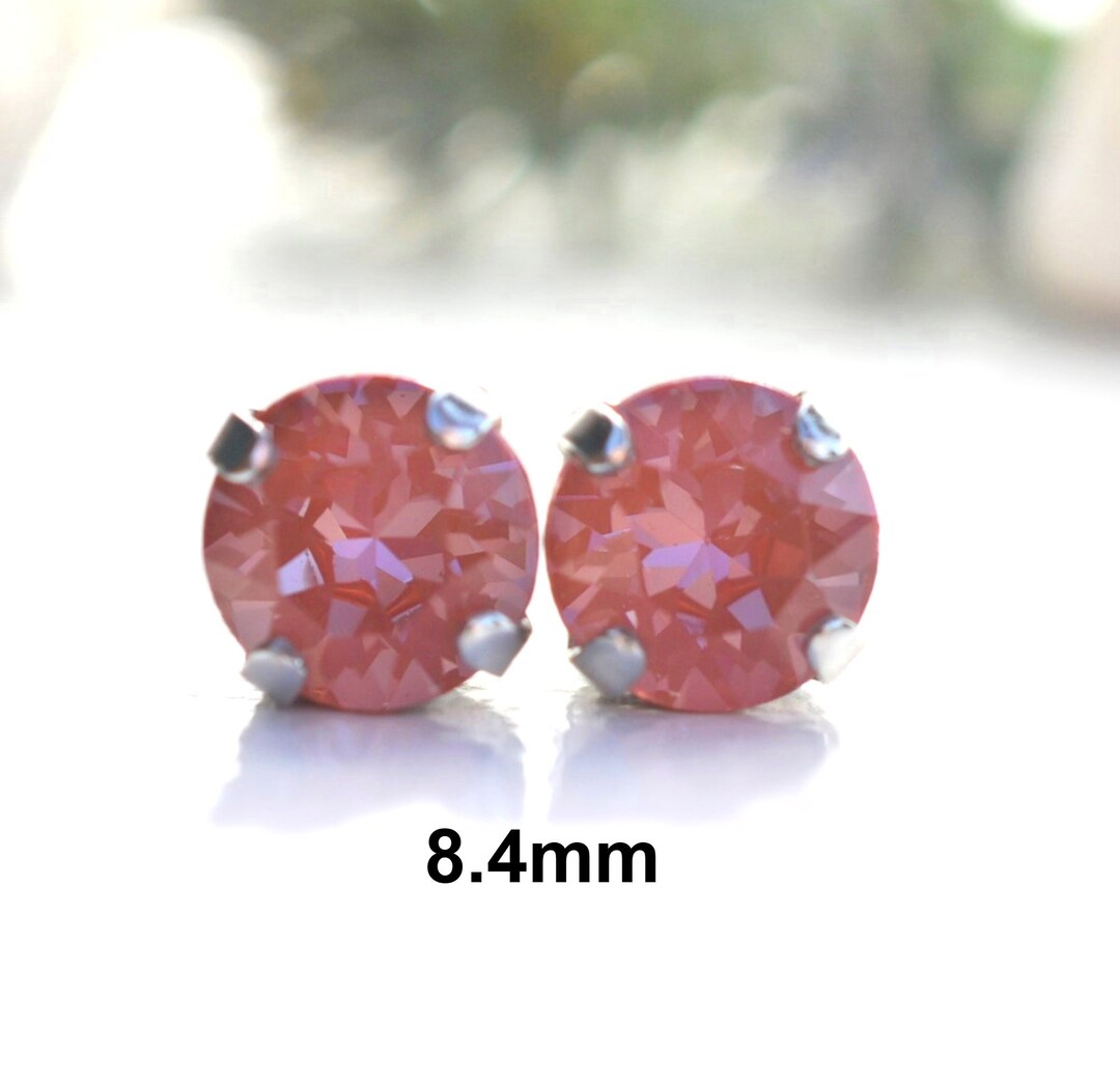 Maroon Ignite Earrings, Crystal Stud, Earrings, 8.4mm Crystal Studs ...