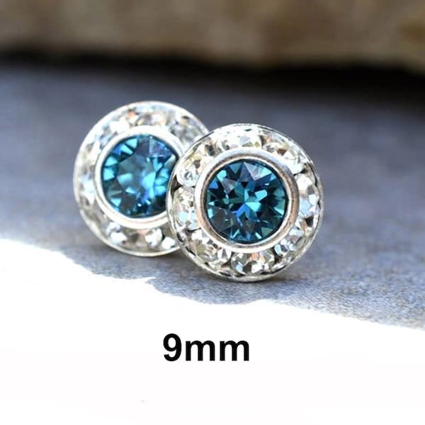 Teal Crystal Studs Etsy