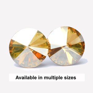 Pendientes de cristal con forma de sombra dorada, pendientes de cristal dorado, pendientes grandes de cristal Rivoli imagen 1