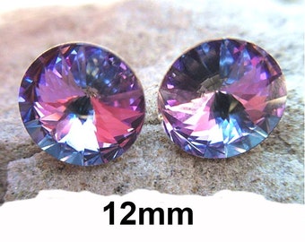 Vitrail Light Rivoli Rhinestone Stud Earrings, 12mm VL Crystal Studs,  I make these earrings with the Finest Quality Sparkling Crystals