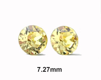 7.27mm Jonquil crystal Stud Earrings, Yellow Crystal Studs, Handcrafted with Premium Sparkling Crystals