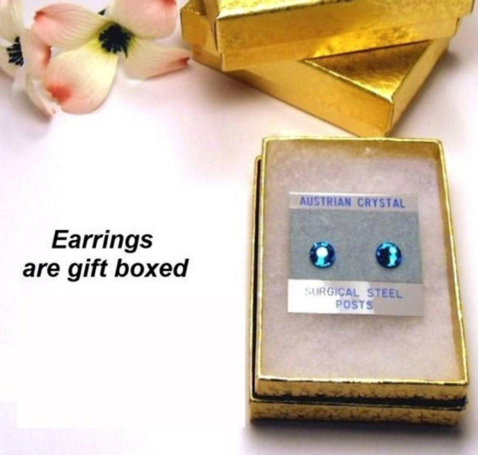 Iris Studs, 6.3mm Rhinestone Earrings, Studs in Settings Iris Studs, 6.3mm Rhinestone Earrings, Studs in Settings