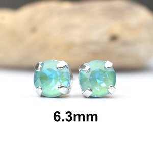 Sage DeLite Rhinestone Studs, 6.3mm Crystal Earrings, Handcrafted with Premium Sparkling Crystals
