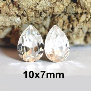 Crystal Pear Stud Earrings, 10x7mm, Crystal Tear Drop Studs, Handmade Earrings