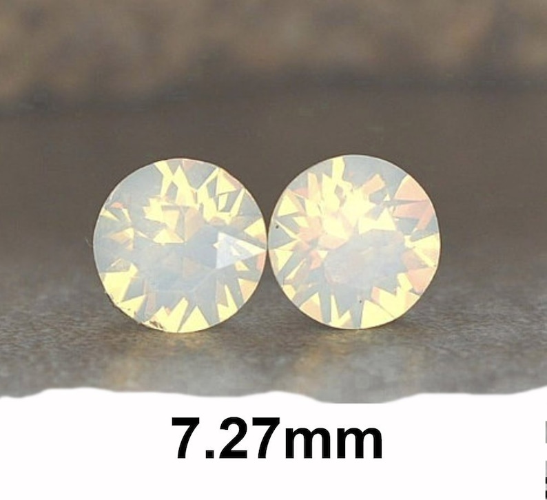 White Opal Studs White Opal Earrings Opal Crystal Stud Earrings Rhinestone Stud Earrings 7.27mm Xirius Round Studs