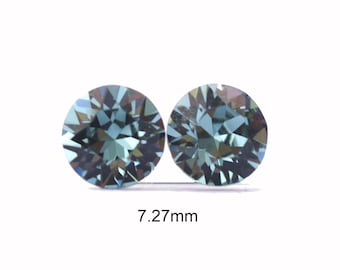 Indian Sapphire Crystal Stud Earrings: (7.27mm) Surgical Steel studs