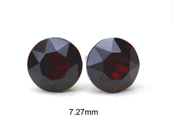 Garnet Crystal Studs, 7.27mm Earrings, January Birthstone Earrings