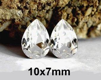 10x7mm Crystal Pear Stud Earrings, Rhinestone Pear Studs, Crystal Tear Drop Studs, Handmade Earrings