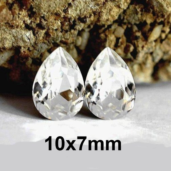 10x7mm Crystal Pear Stud Earrings, Rhinestone Pear Studs, Crystal Tear Drop Studs, Handmade Earrings