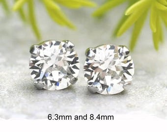 Clear Crystal Stud Earrings, Austrian Crystal Studs, Studs in settings